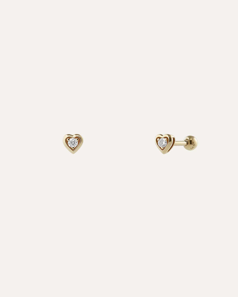 Diamond in Heart Single Stud