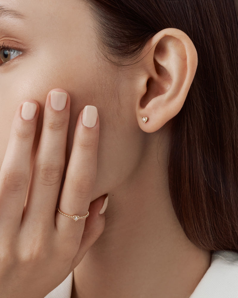 Diamond in Heart Beaded Ring