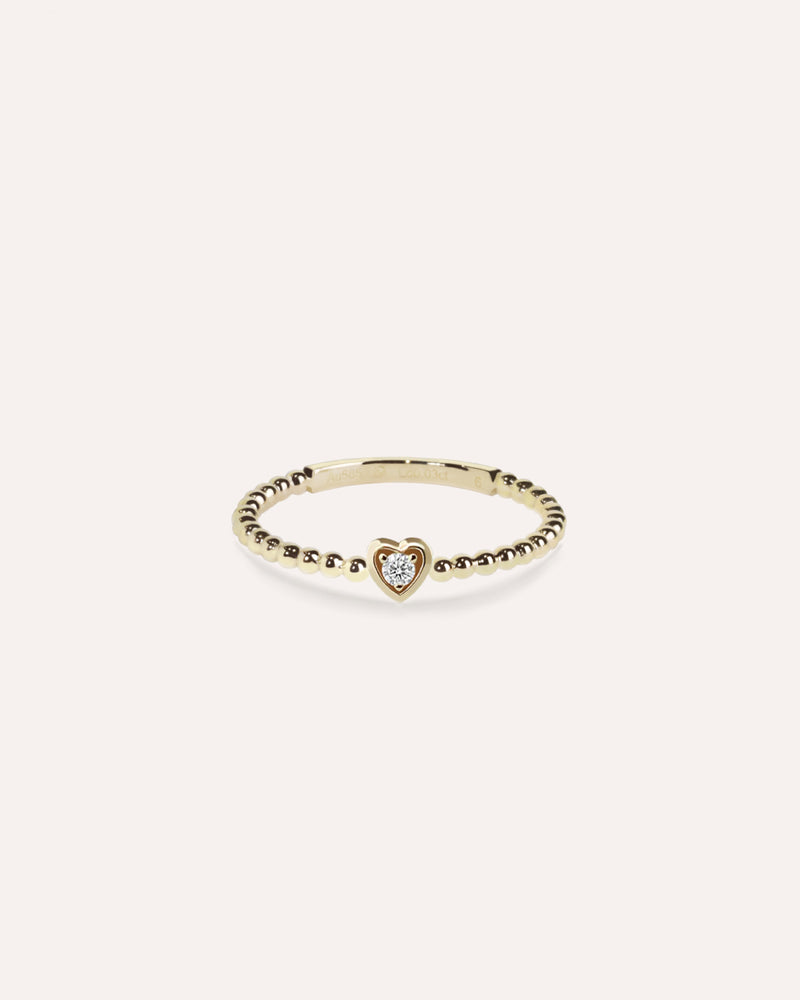 Diamond in Heart Beaded Ring