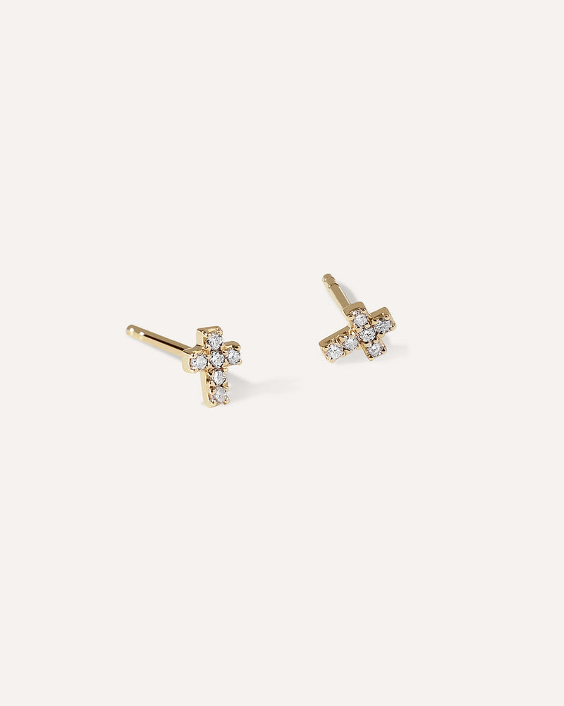 Cross Diamond Stud