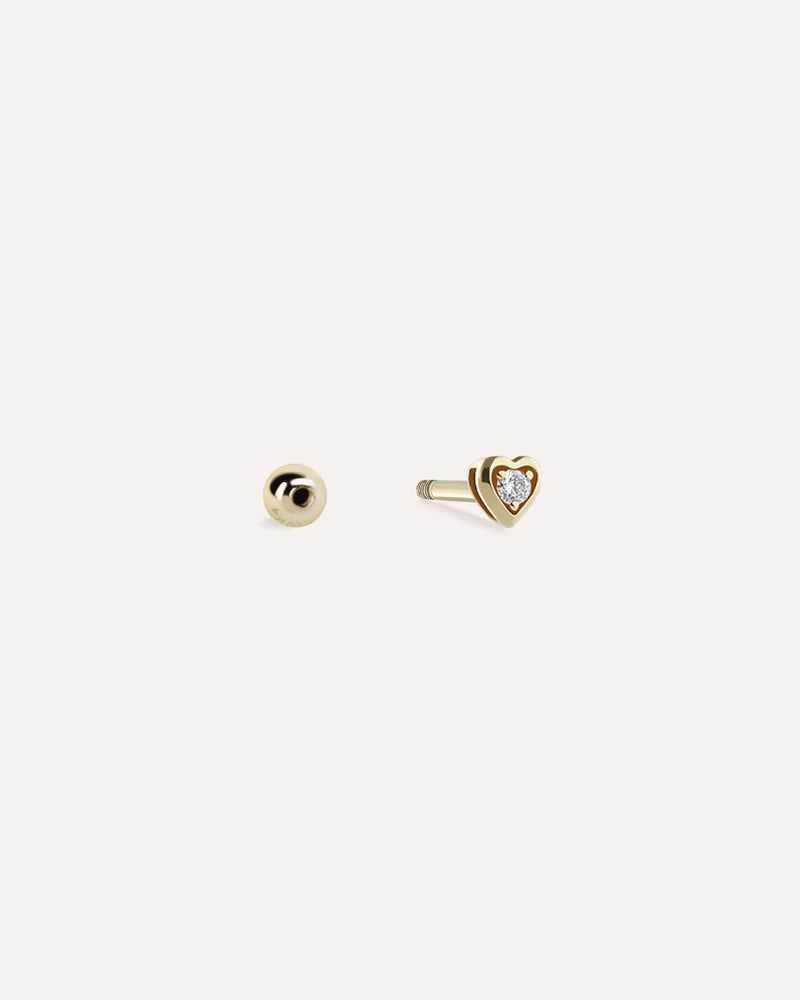 Diamond in Heart Single Stud