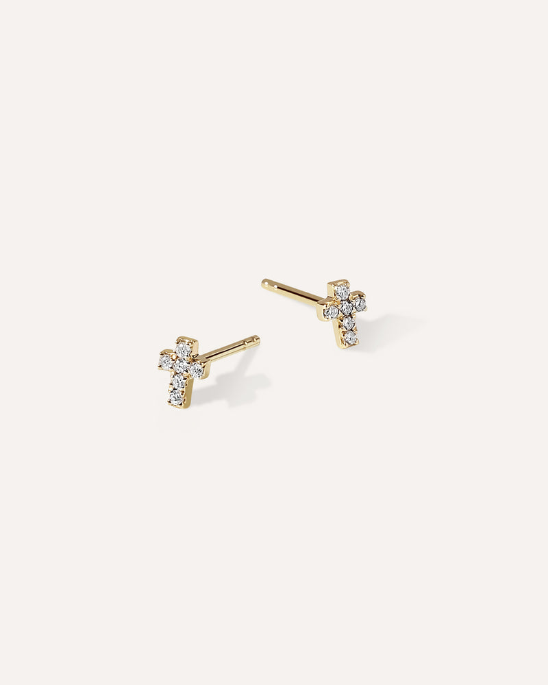 Cross Diamond Stud