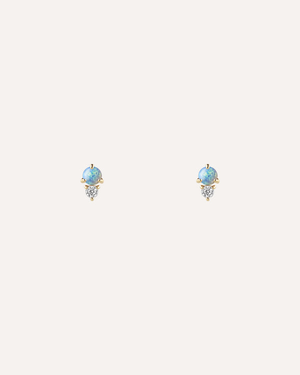 Opal and White Sapphire Stud