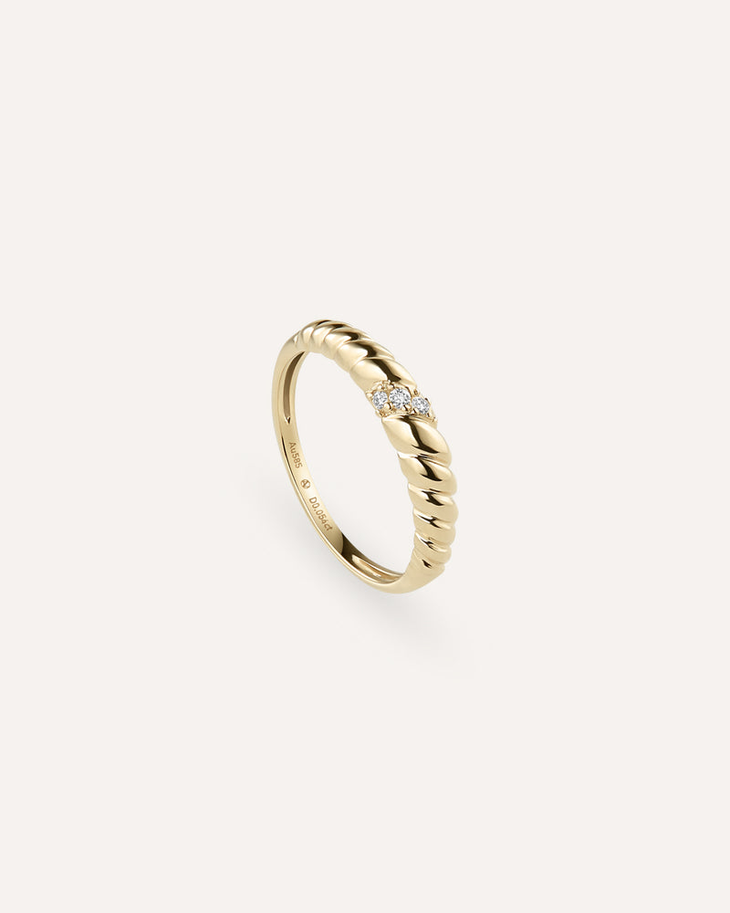 Pavé Diamond Croissant Dôme Ring