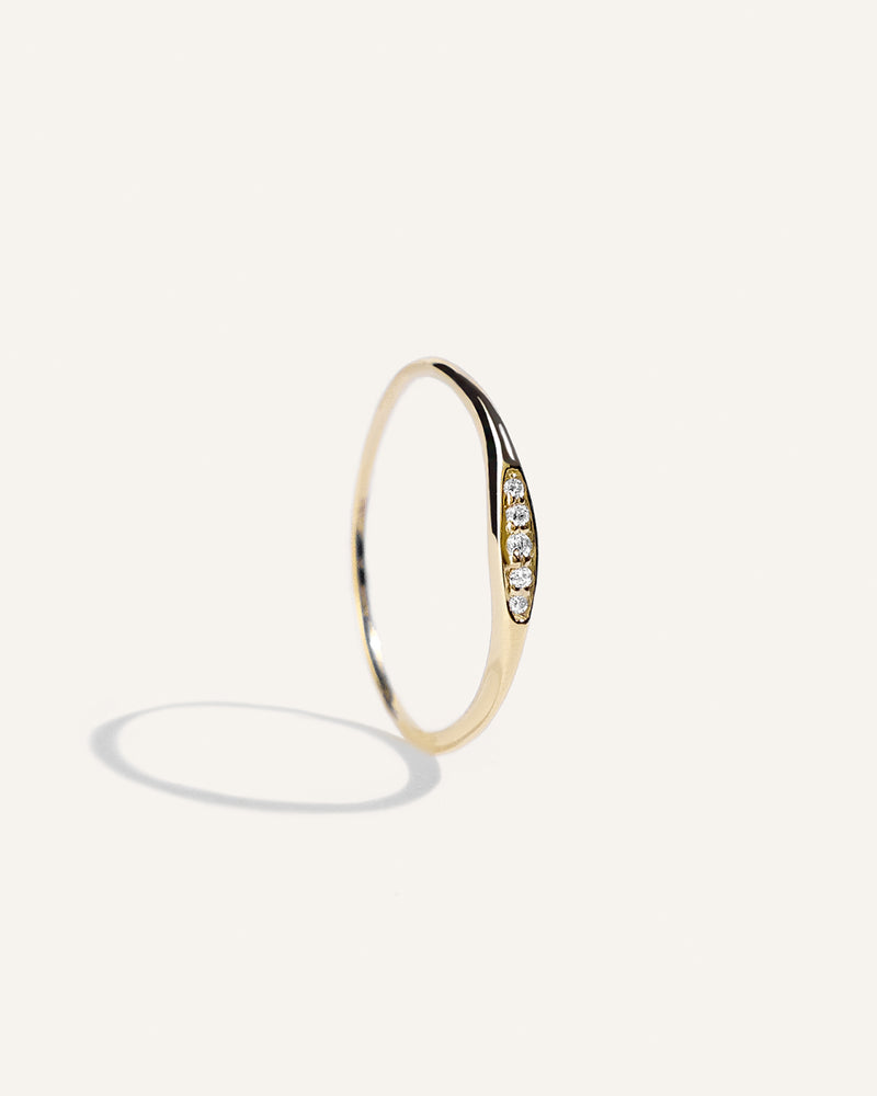 Pavé Diamond Slim Signet Ring