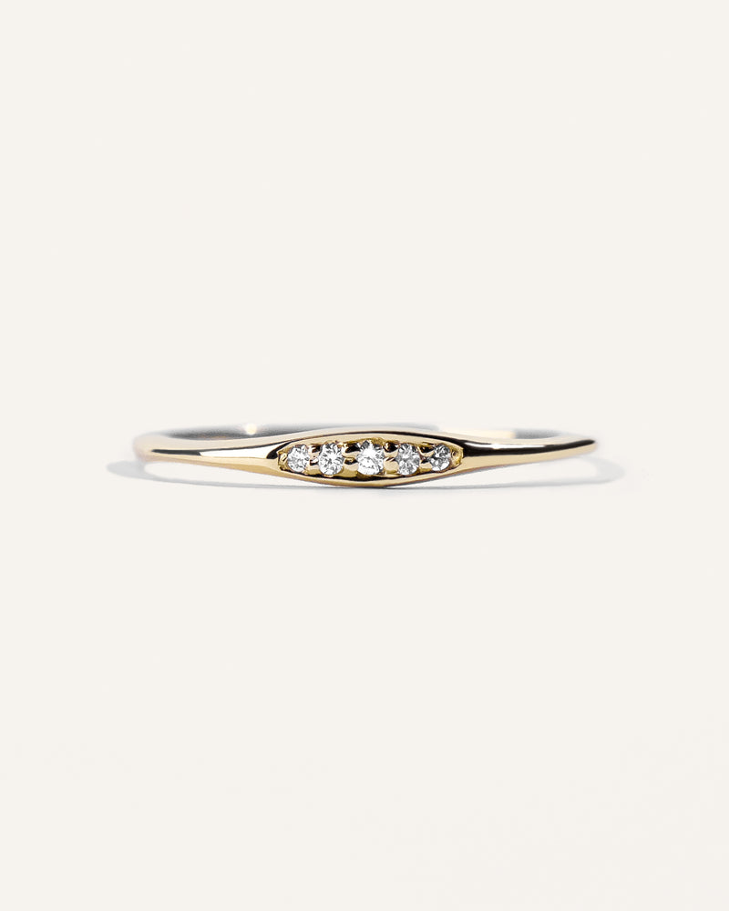 Pavé Diamond Slim Signet Ring