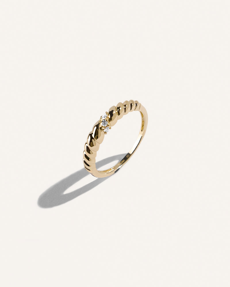 Pavé Diamond Croissant Dôme Ring