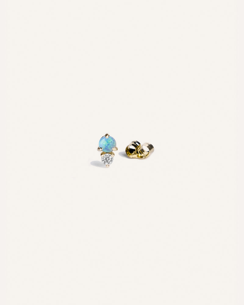Opal and White Sapphire Stud