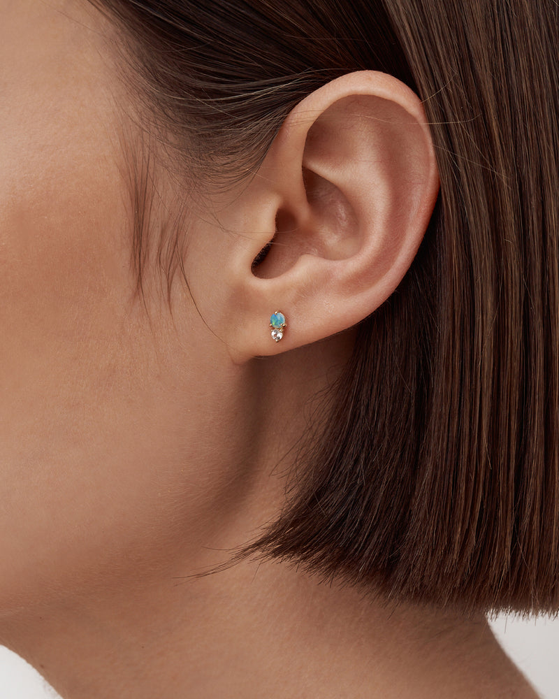 Opal and White Sapphire Stud