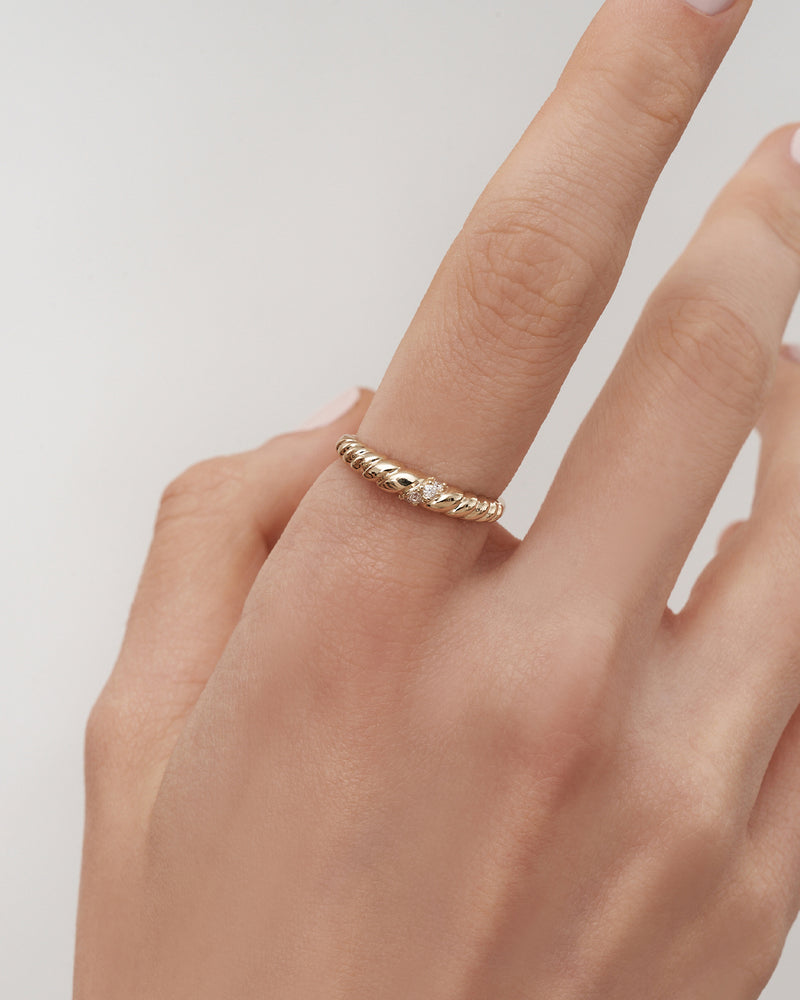 Pavé Diamond Croissant Dôme Ring