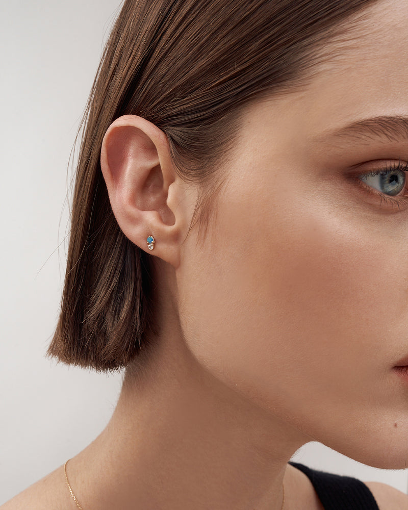 Opal and White Sapphire Stud